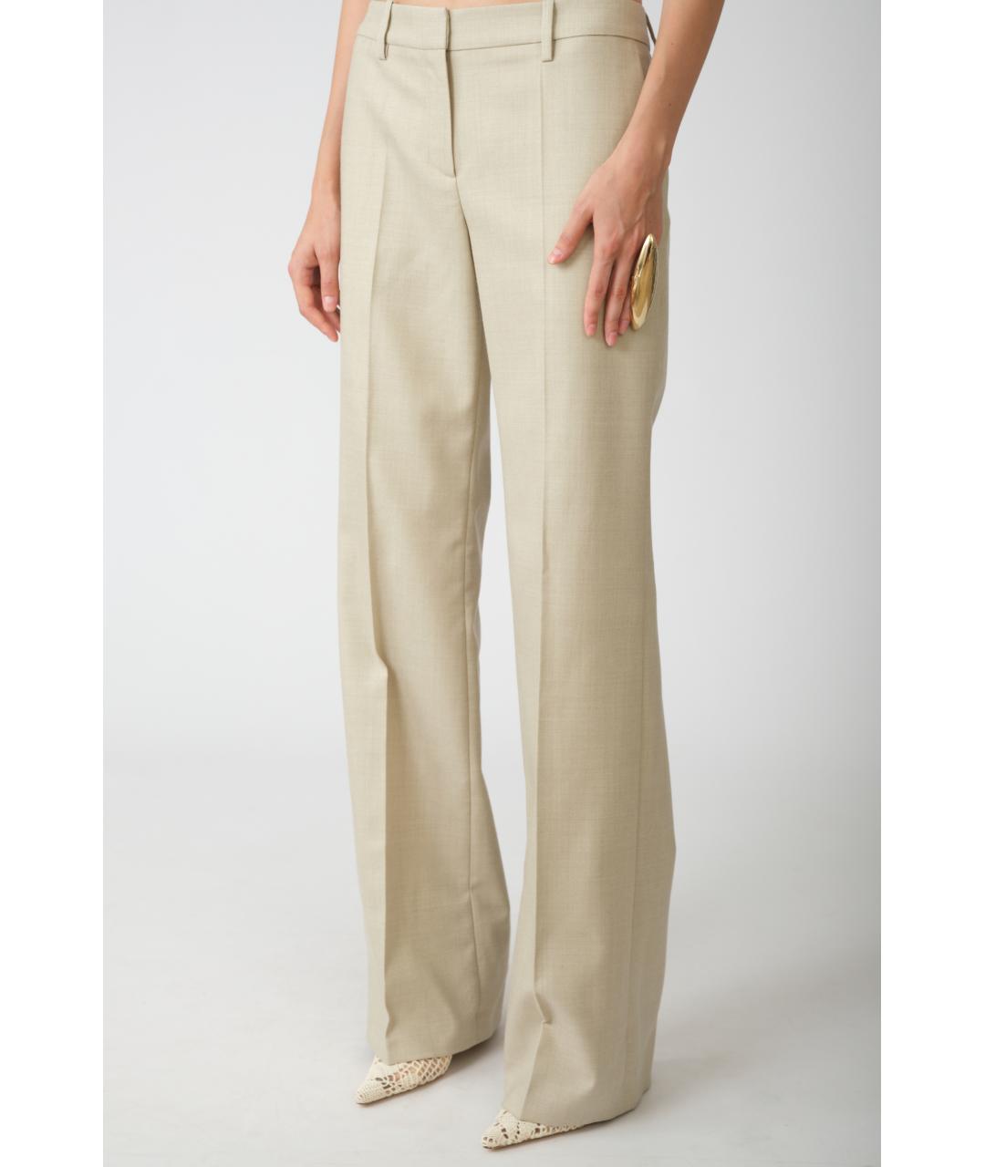 MAGDA BUTRYM Бежевые шерстяные прямые брюки, фото 3