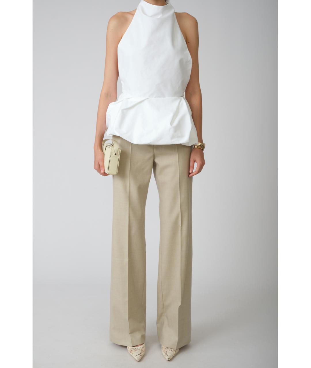 MAGDA BUTRYM Бежевые шерстяные прямые брюки, фото 7