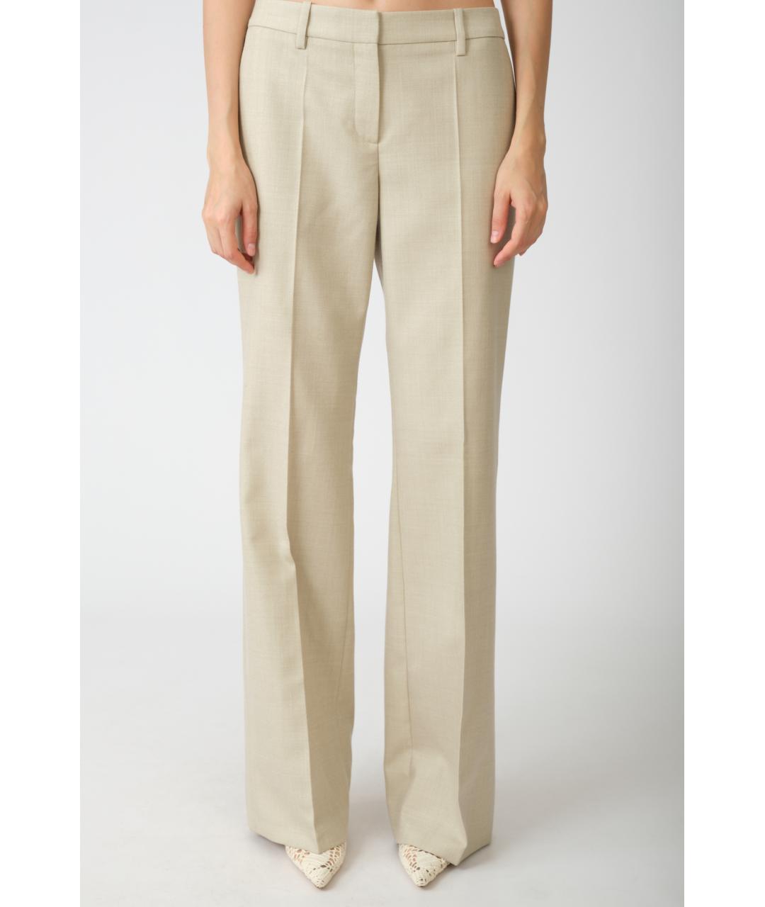 MAGDA BUTRYM Бежевые шерстяные прямые брюки, фото 2