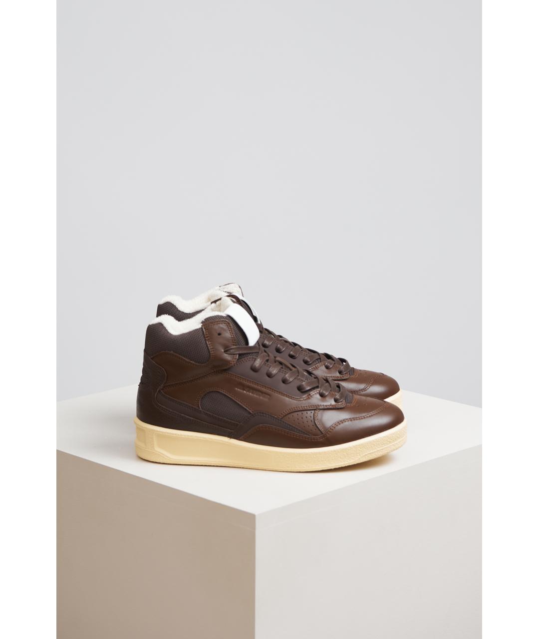 JIL SANDER Коричневые кожаные кеды, фото 3