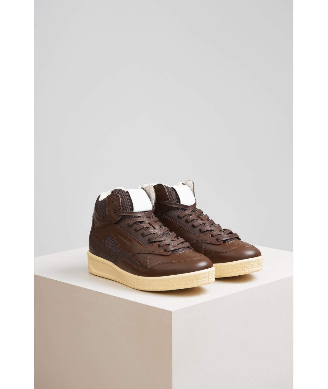 JIL SANDER Коричневые кожаные кеды, фото 5