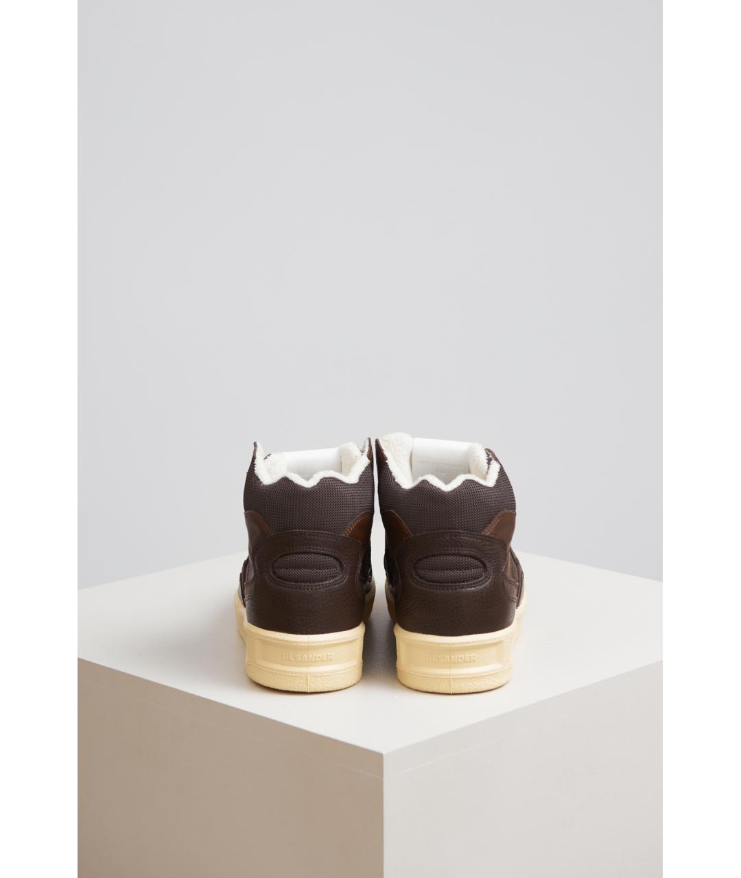 JIL SANDER Коричневые кожаные кеды, фото 4