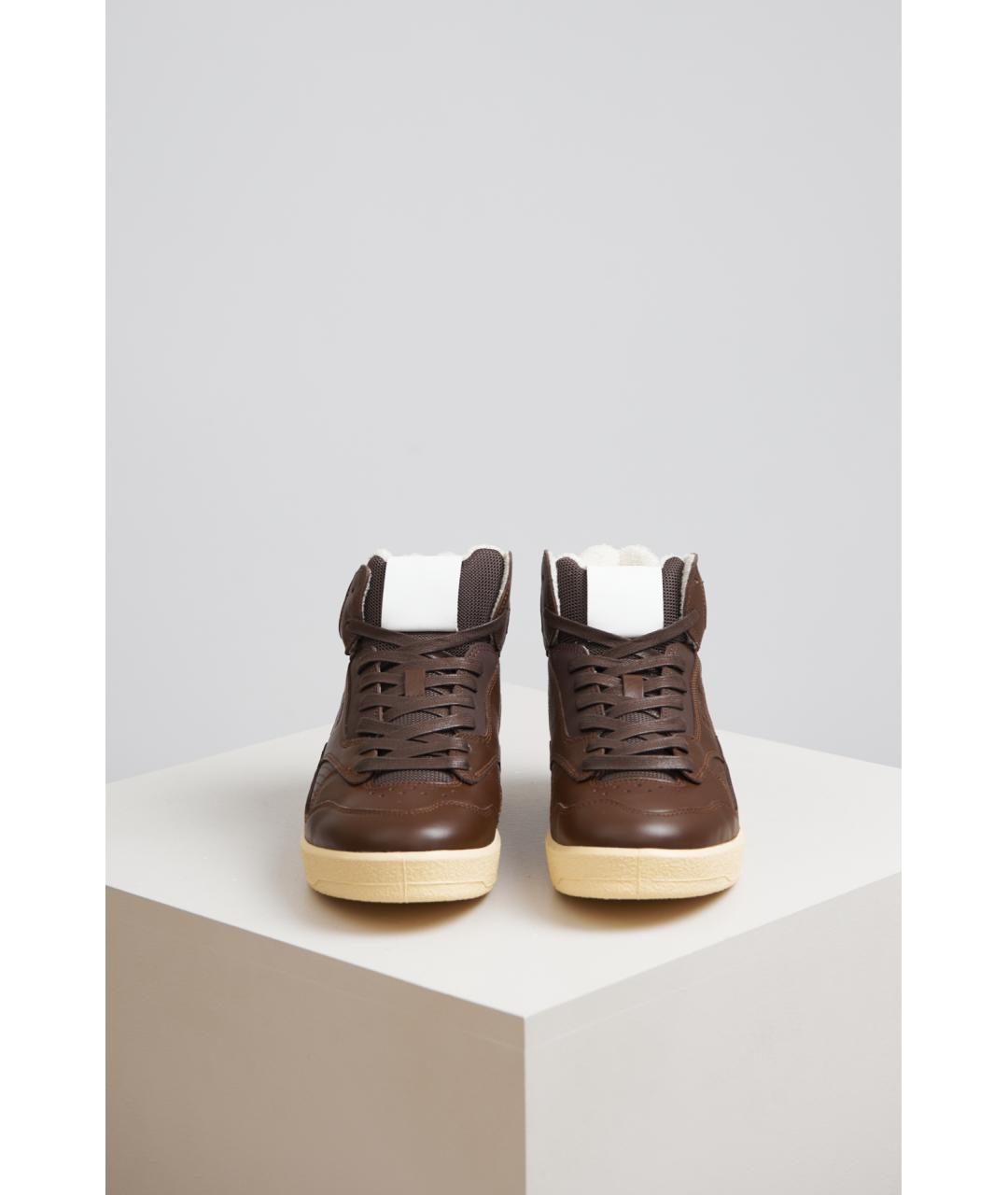 JIL SANDER Коричневые кожаные кеды, фото 2