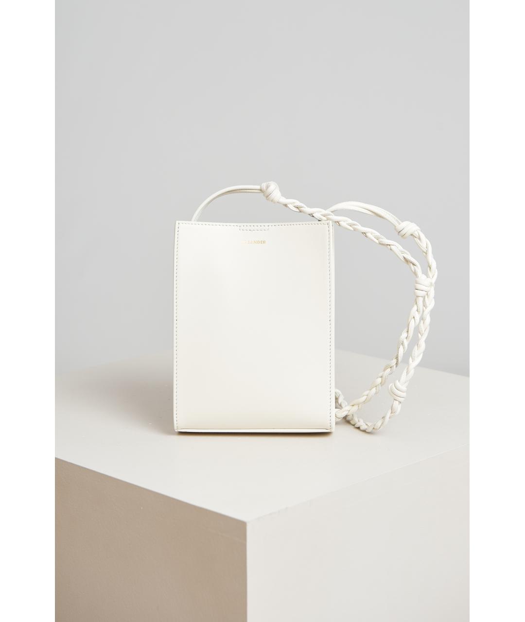 JIL SANDER Белая кожаная сумка через плечо, фото 4