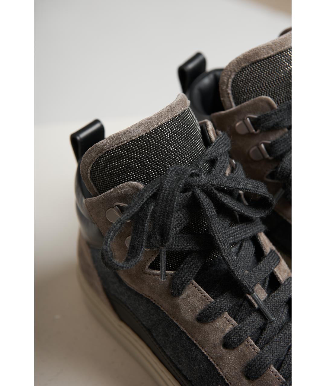 BRUNELLO CUCINELLI Серые кожаные кеды, фото 5