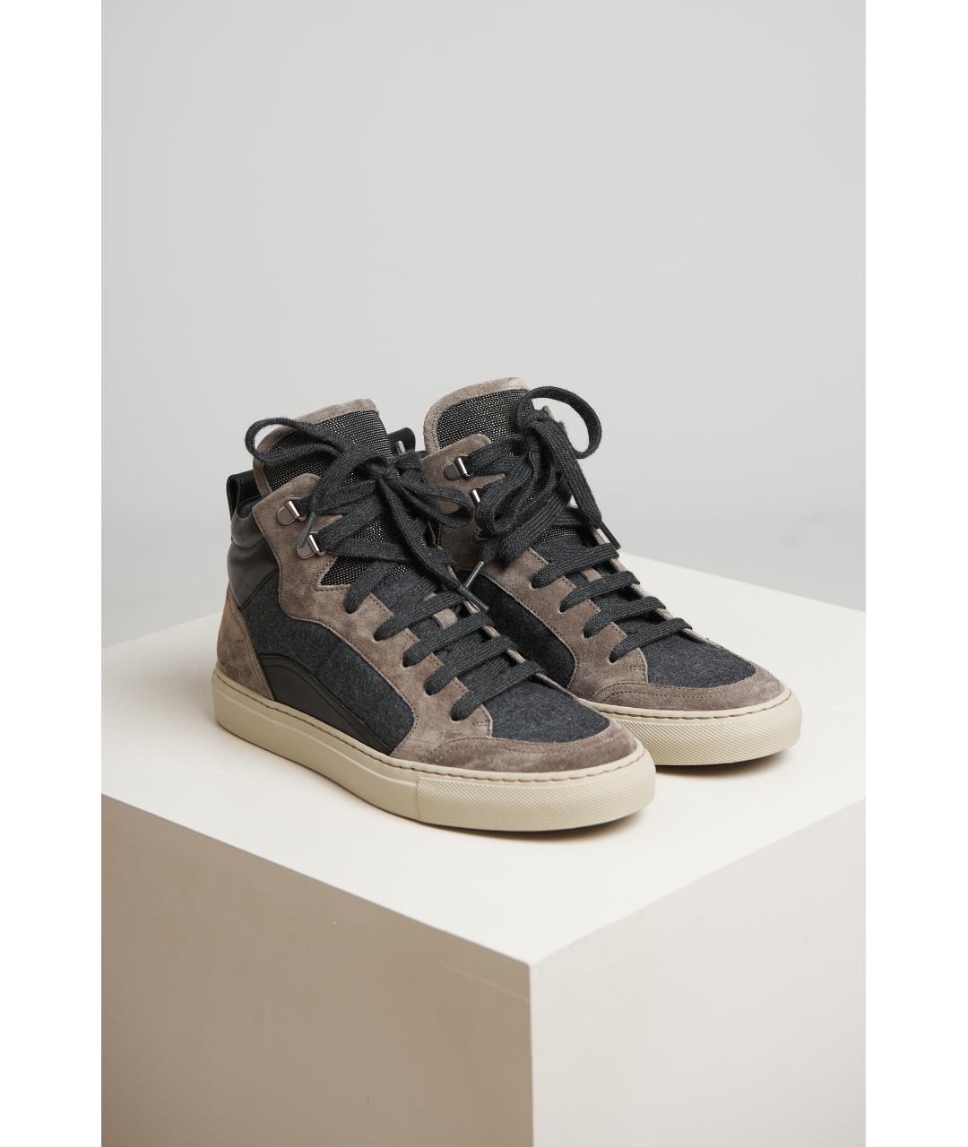 BRUNELLO CUCINELLI Серые кожаные кеды, фото 6