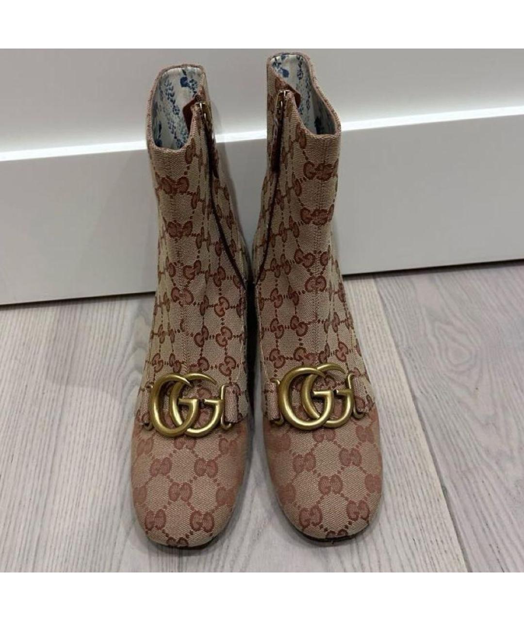 GUCCI Бежевые текстильные ботильоны, фото 3