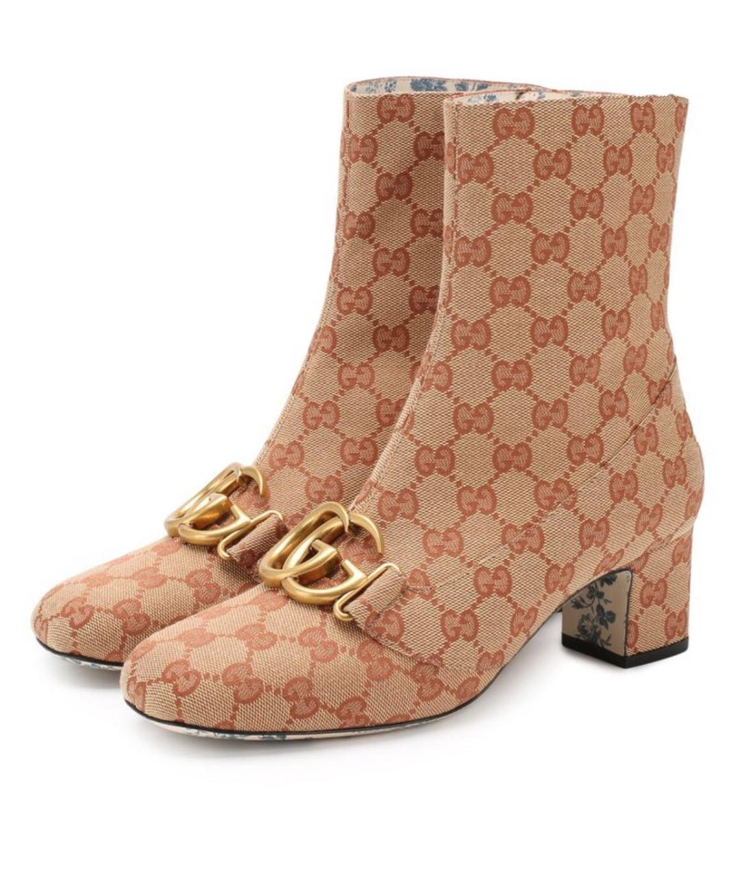 GUCCI Бежевые текстильные ботильоны, фото 2