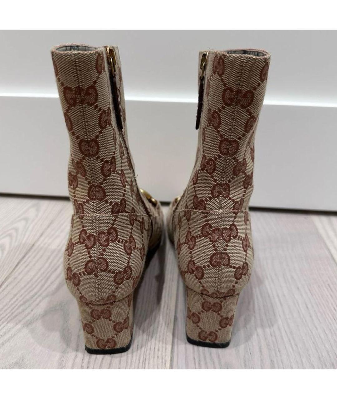 GUCCI Бежевые текстильные ботильоны, фото 4