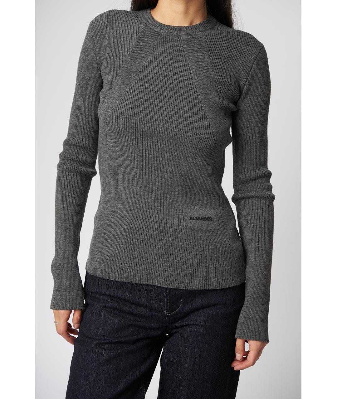 JIL SANDER Серый шерстяной джемпер / свитер, фото 2
