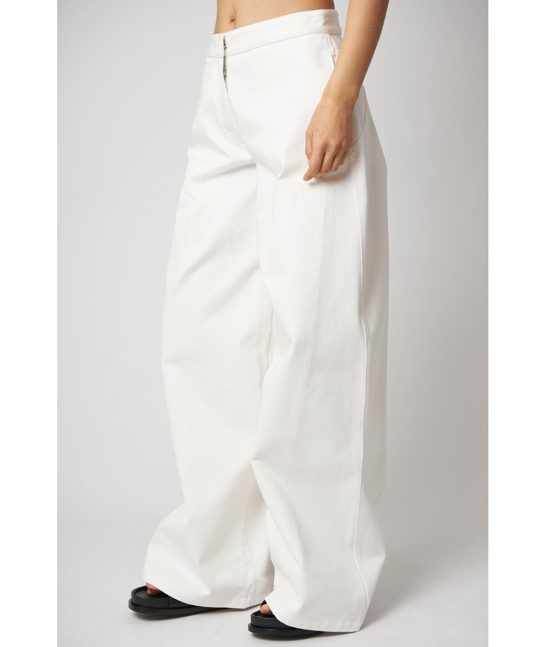 JIL SANDER Белые хлопковые прямые брюки, фото 4