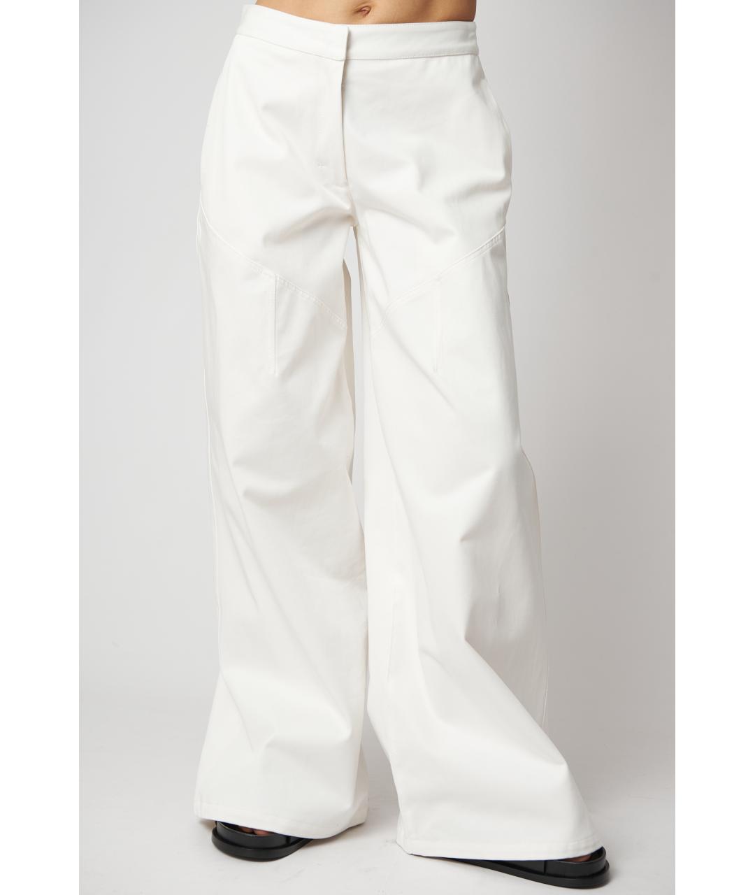 JIL SANDER Белые хлопковые прямые брюки, фото 3