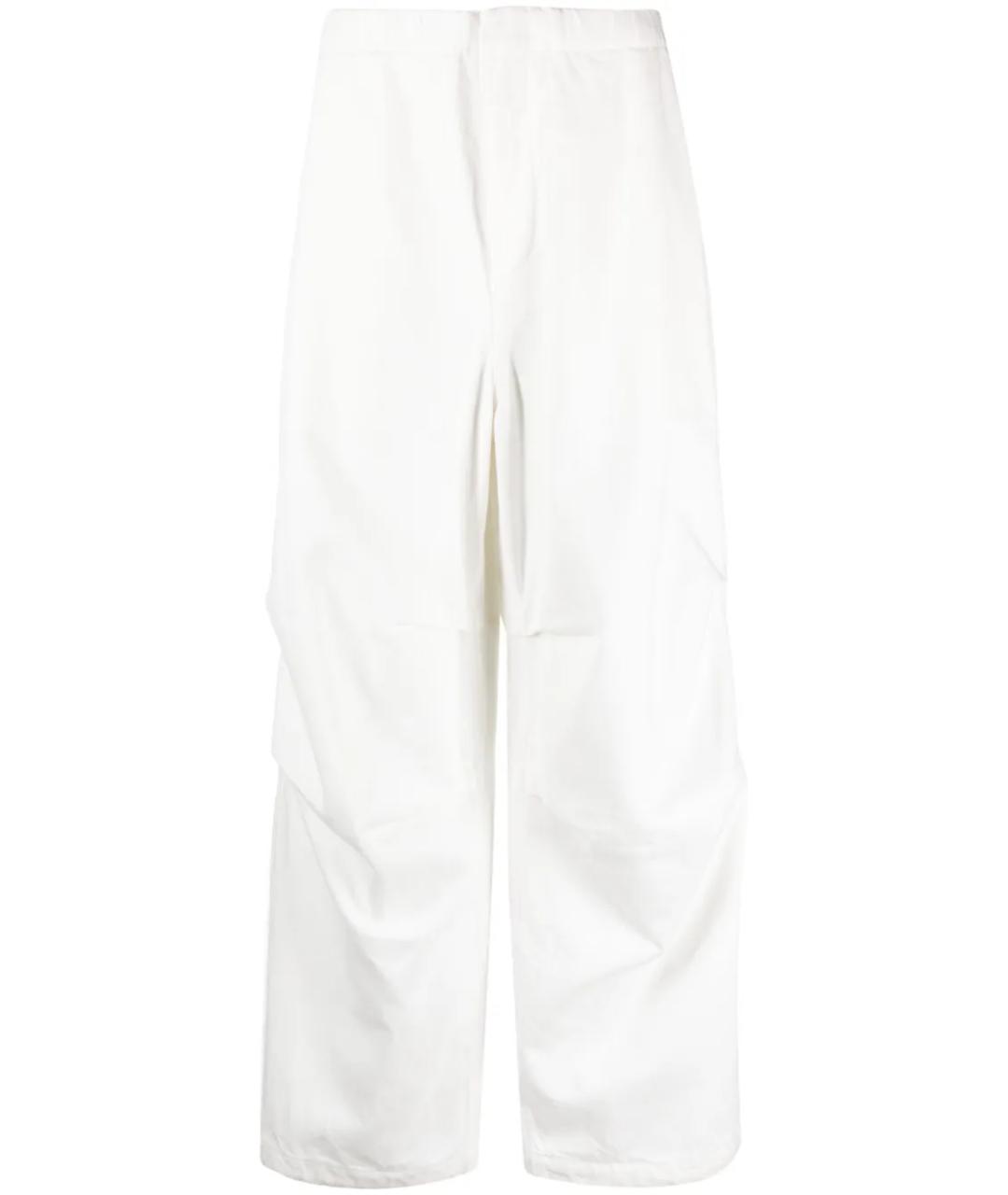 JIL SANDER Белые хлопковые прямые брюки, фото 1