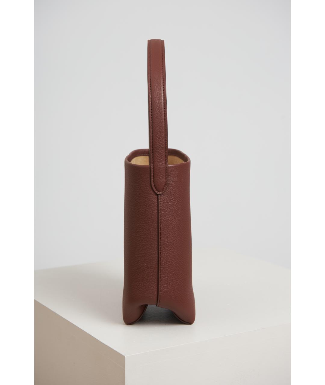 THE ROW Бордовая кожаная сумка с короткими ручками, фото 3