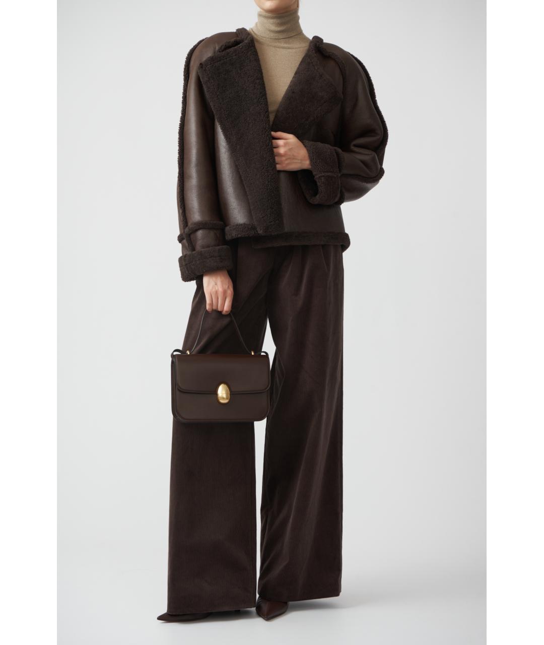 MAGDA BUTRYM Коричневые хлопковые прямые брюки, фото 3