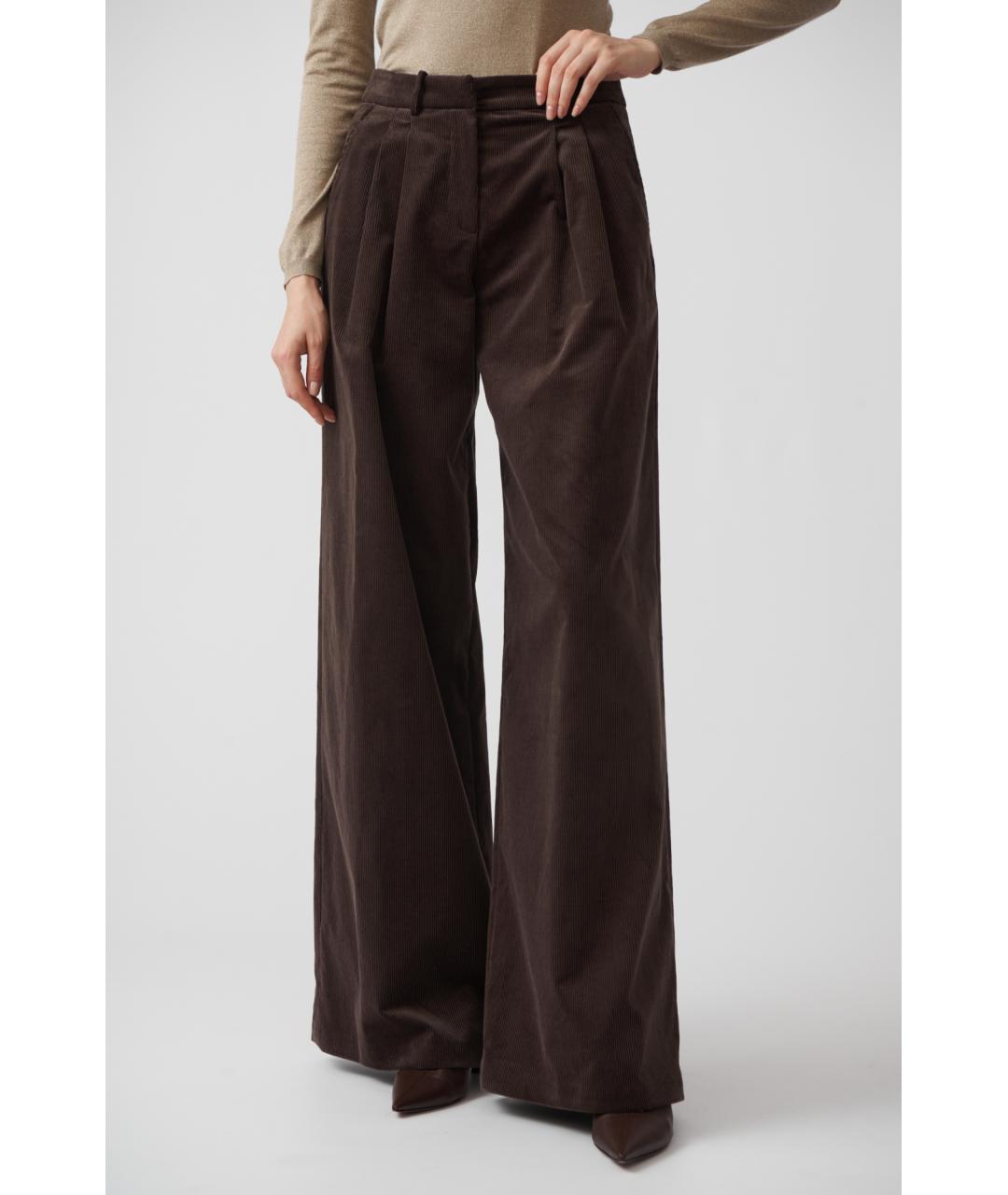 MAGDA BUTRYM Коричневые хлопковые прямые брюки, фото 2