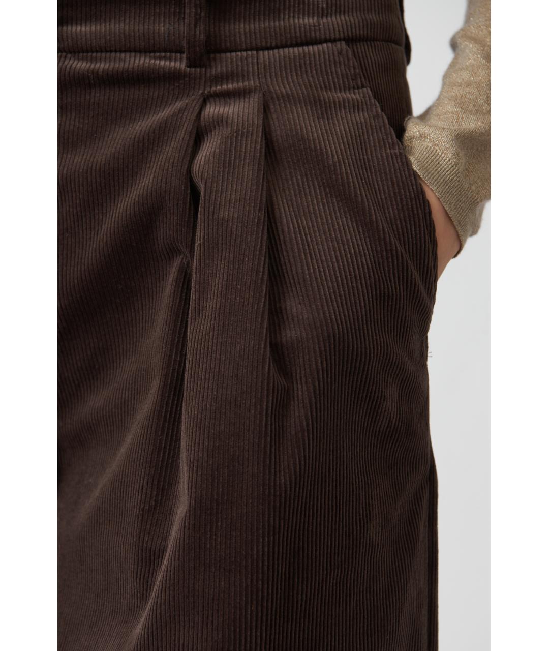 MAGDA BUTRYM Коричневые хлопковые прямые брюки, фото 4