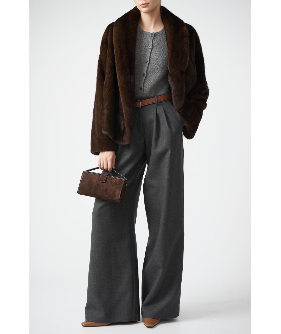 MAGDA BUTRYM Серые шерстяные прямые брюки, фото 5