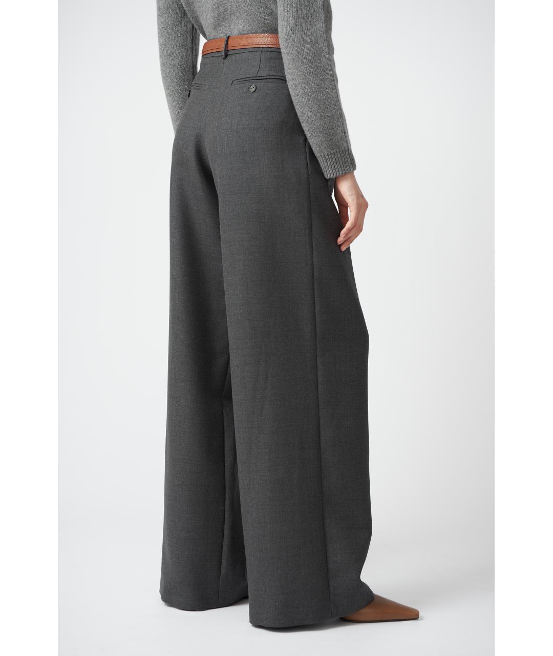 MAGDA BUTRYM Серые шерстяные прямые брюки, фото 4