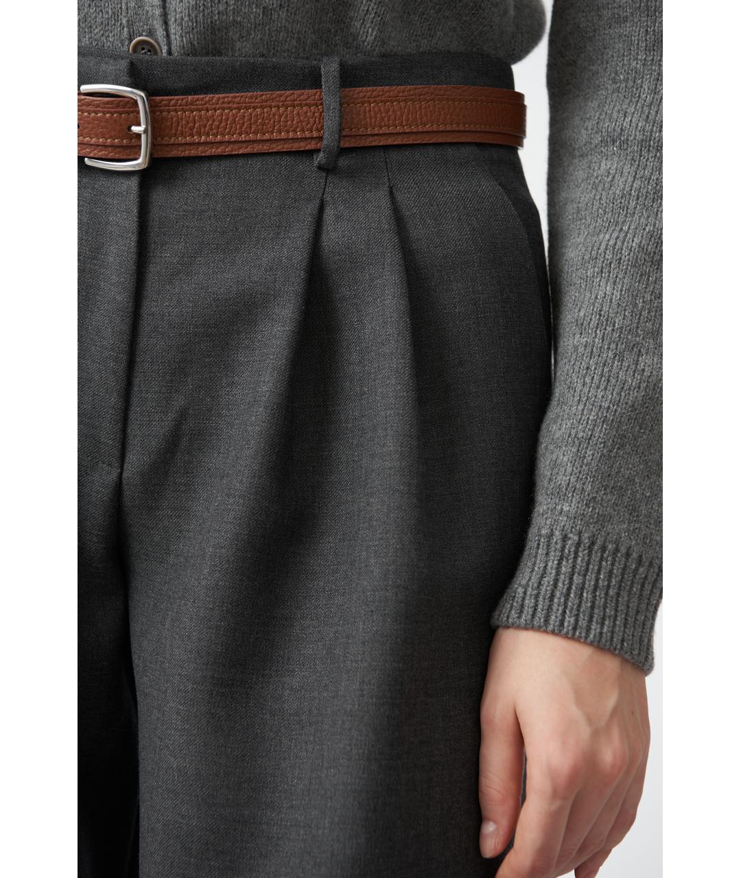 MAGDA BUTRYM Серые шерстяные прямые брюки, фото 2