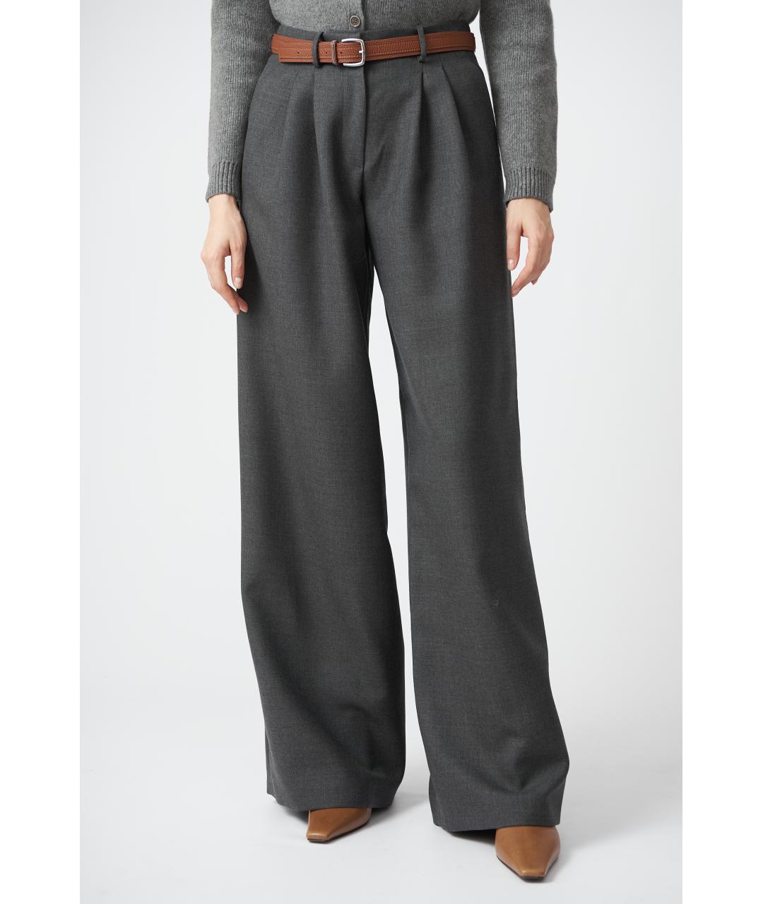 MAGDA BUTRYM Серые шерстяные прямые брюки, фото 6