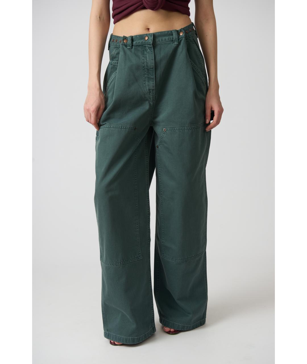 MAGDA BUTRYM Зеленые хлопковые прямые джинсы, фото 2