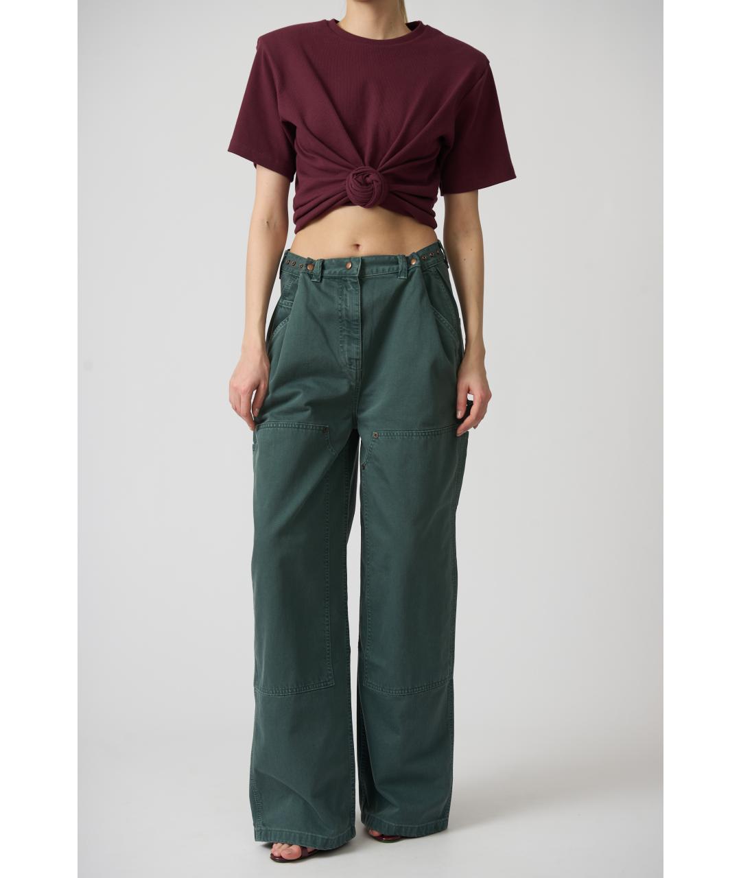 MAGDA BUTRYM Зеленые хлопковые прямые джинсы, фото 6