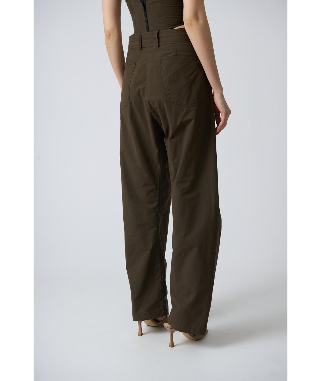 MAGDA BUTRYM Коричневые хлопковые прямые брюки, фото 3