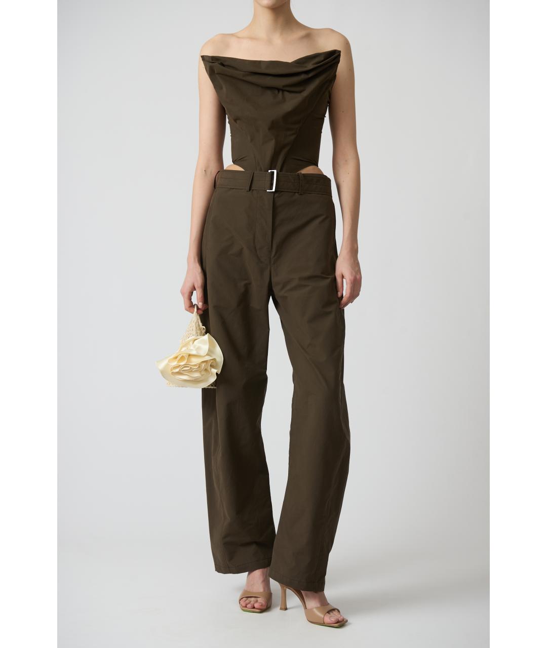 MAGDA BUTRYM Коричневые хлопковые прямые брюки, фото 4