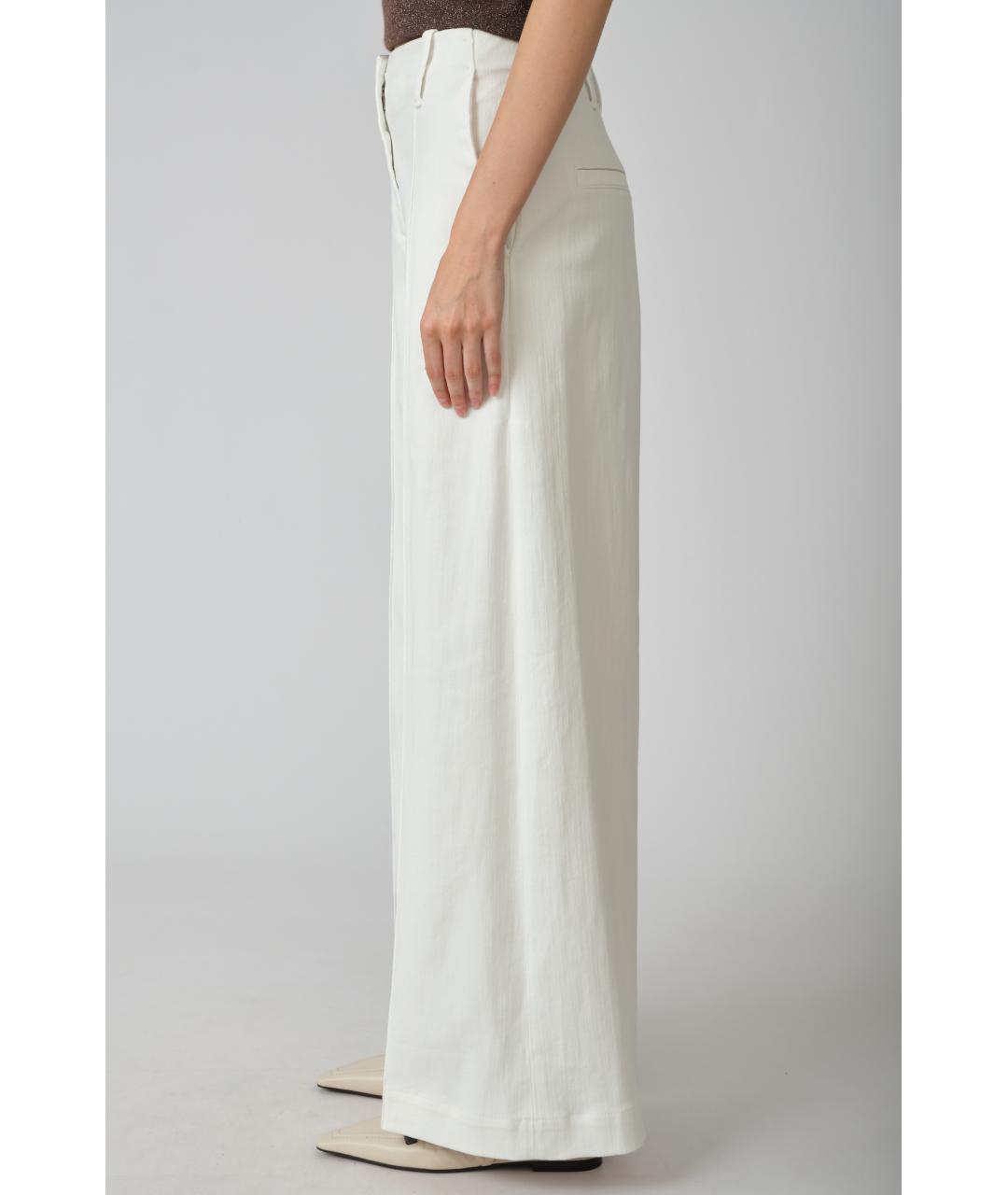 BRUNELLO CUCINELLI Белые хлопковые прямые брюки, фото 4