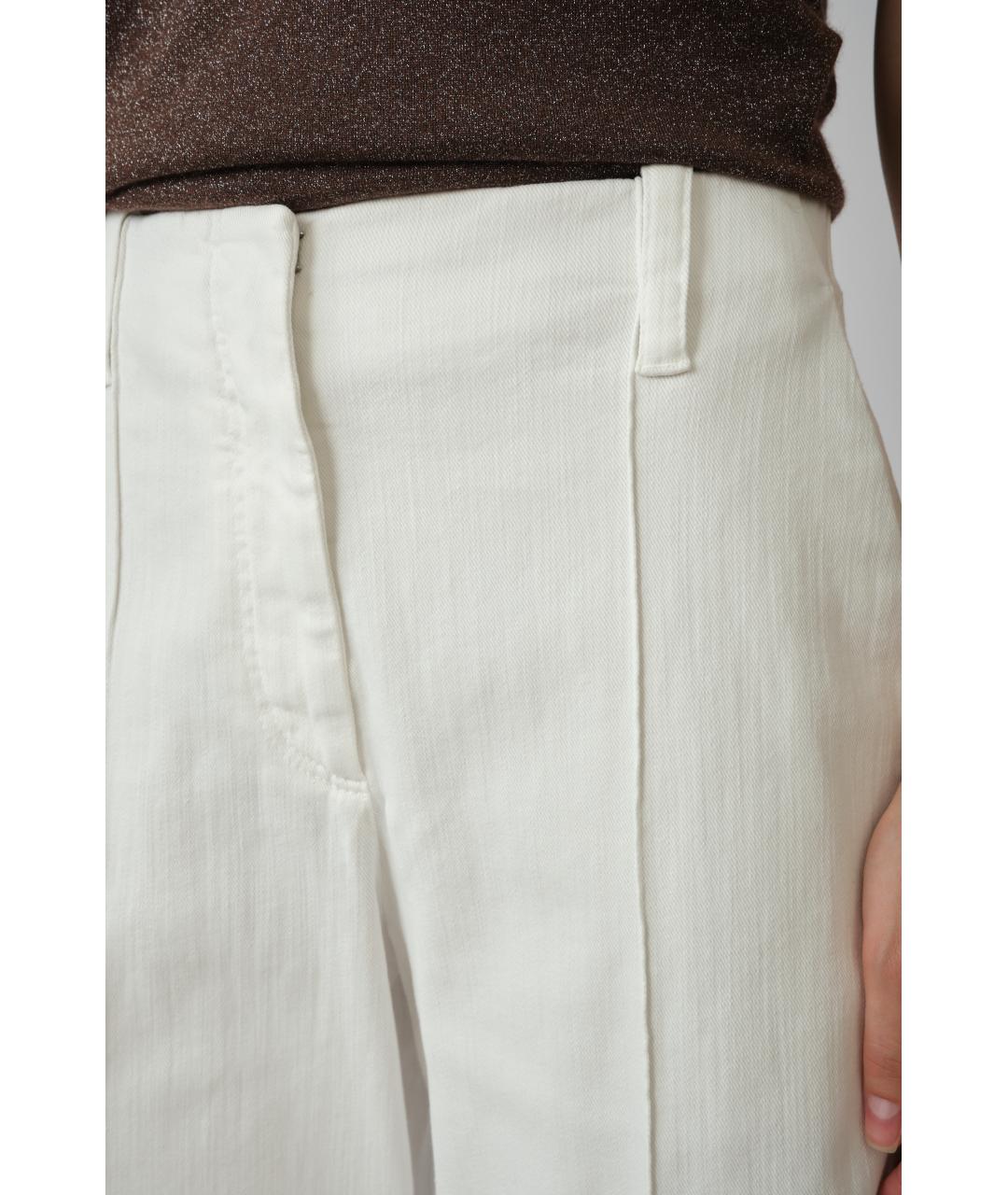 BRUNELLO CUCINELLI Белые хлопковые прямые брюки, фото 6