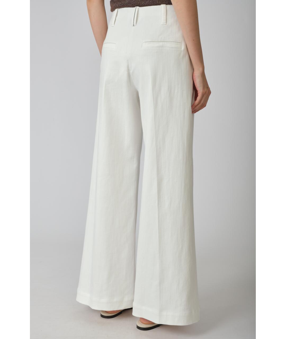 BRUNELLO CUCINELLI Белые хлопковые прямые брюки, фото 5