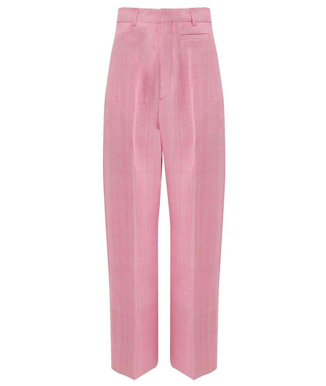 JACQUEMUS Розовые вискозные прямые брюки, фото 1