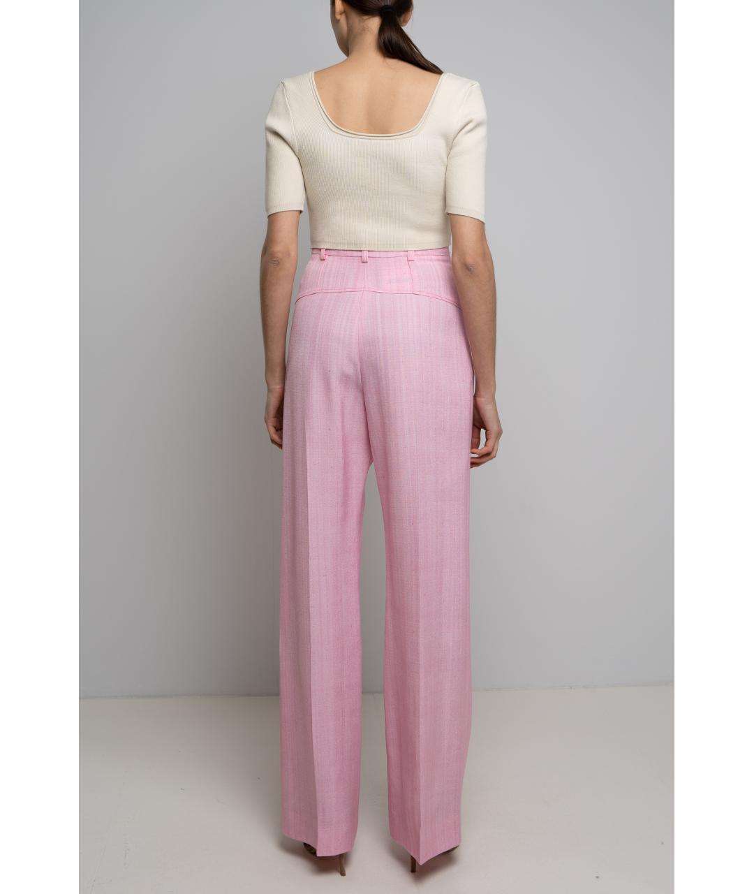 JACQUEMUS Розовые вискозные прямые брюки, фото 4
