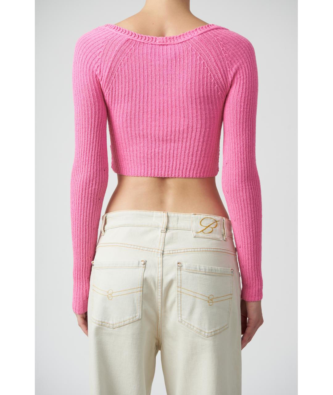 BLUMARINE Розовый хлопковый джемпер / свитер, фото 5