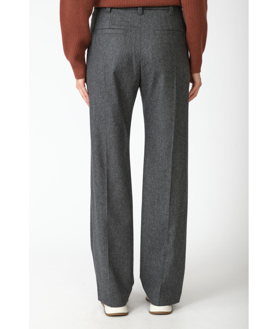 BRUNELLO CUCINELLI Серые шерстяные прямые брюки, фото 5