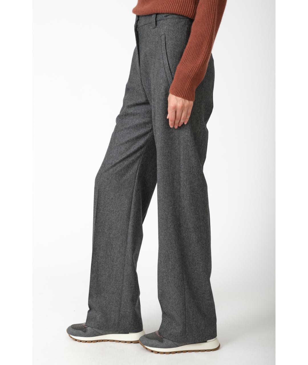 BRUNELLO CUCINELLI Серые шерстяные прямые брюки, фото 3