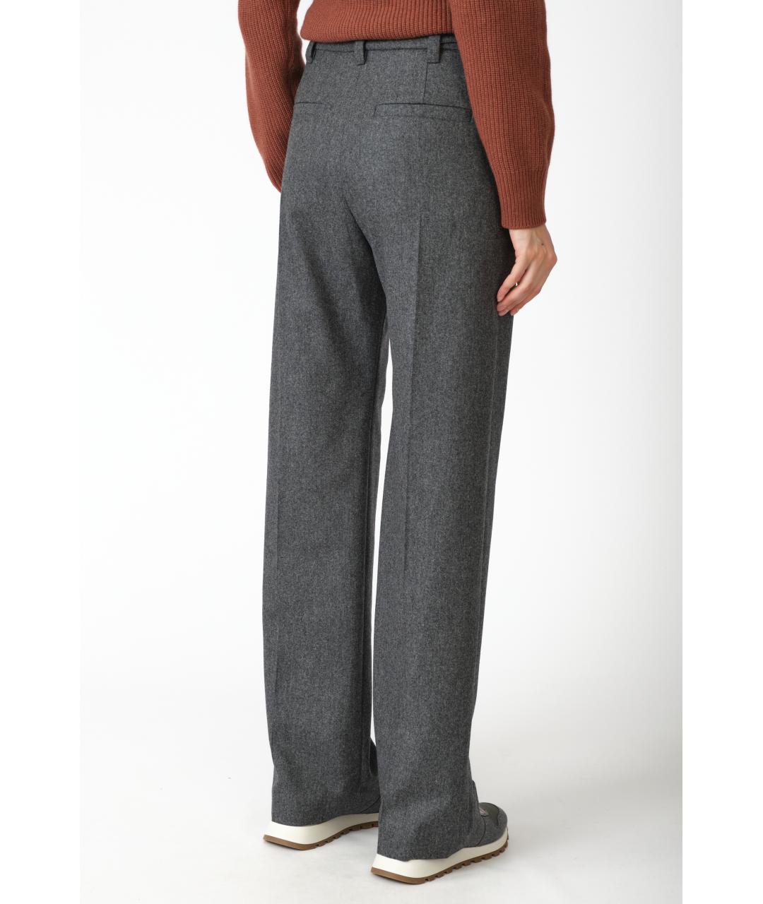 BRUNELLO CUCINELLI Серые шерстяные прямые брюки, фото 4