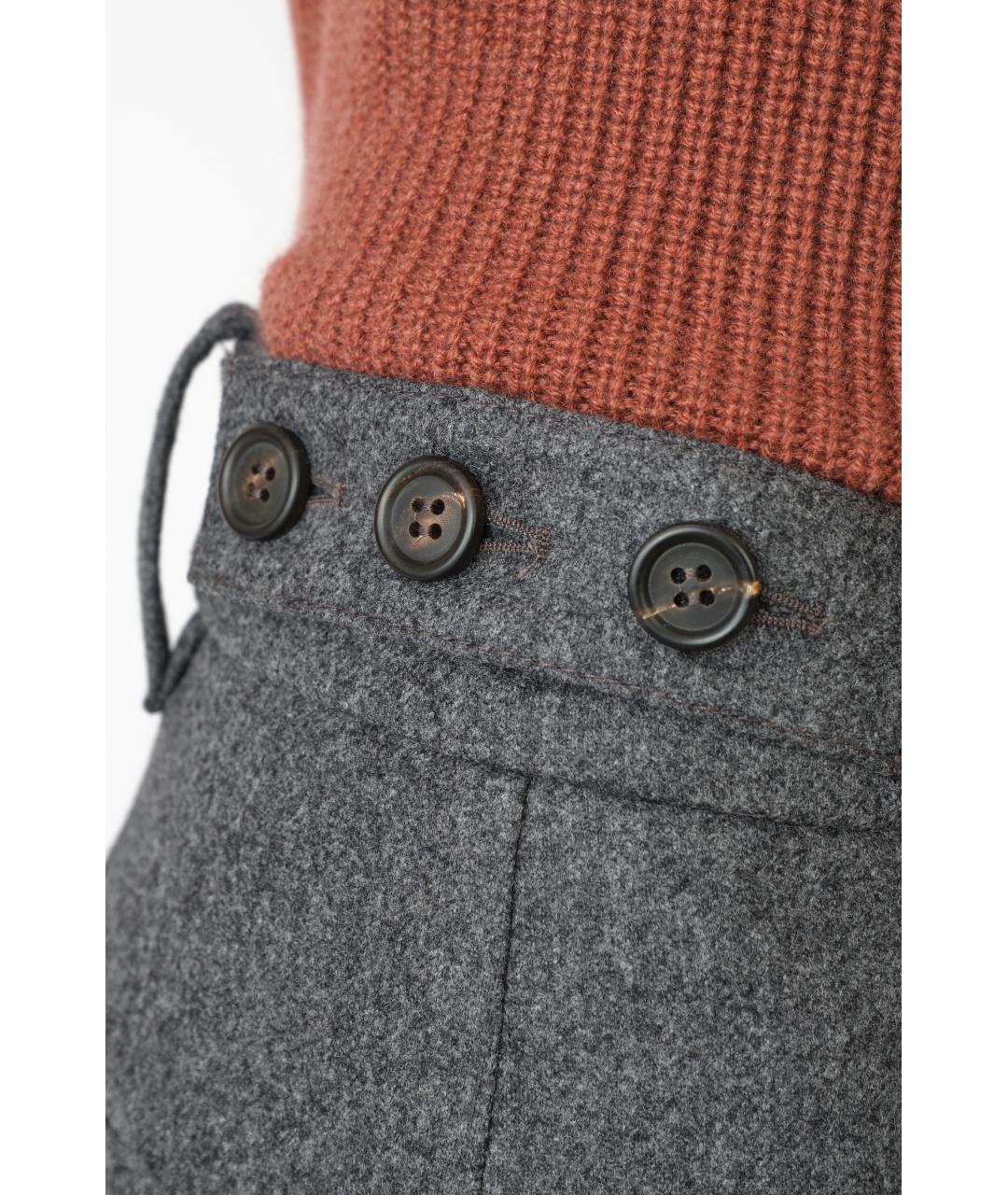 BRUNELLO CUCINELLI Серые шерстяные прямые брюки, фото 6