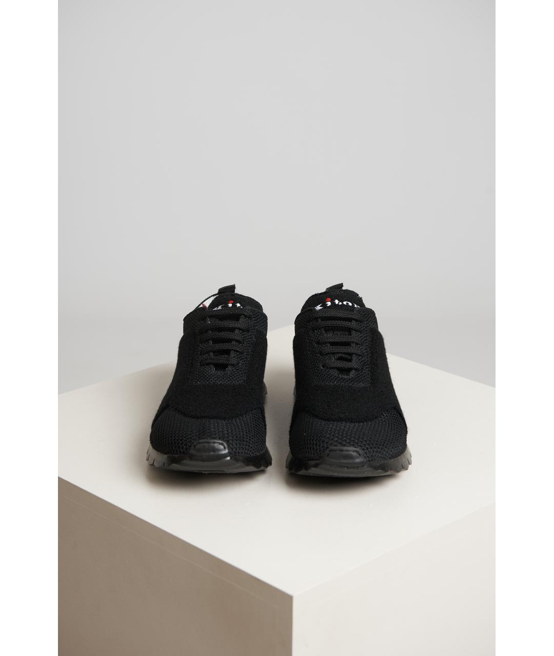 KITON Черные текстильные низкие кроссовки / кеды, фото 5