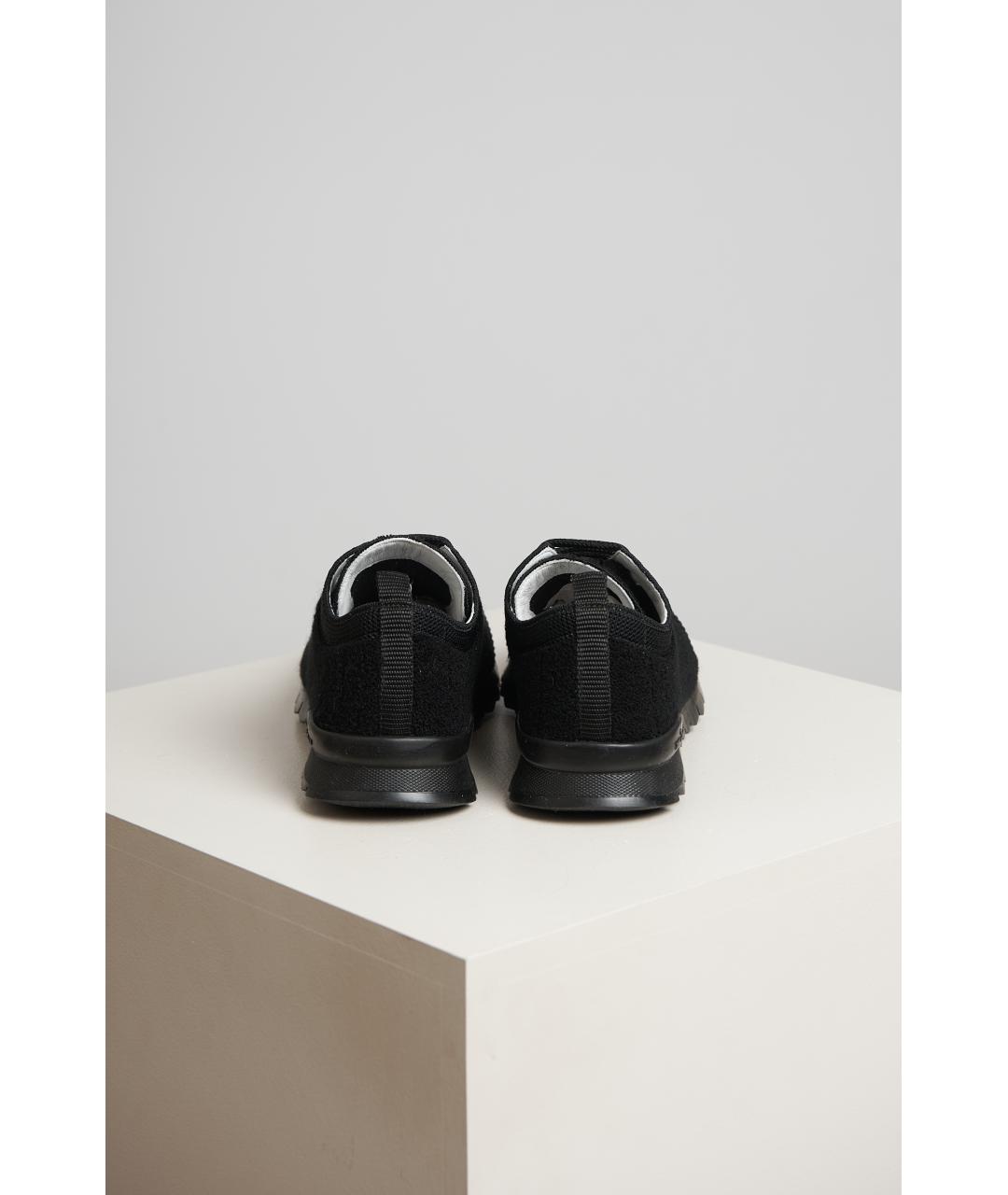 KITON Черные текстильные низкие кроссовки / кеды, фото 4