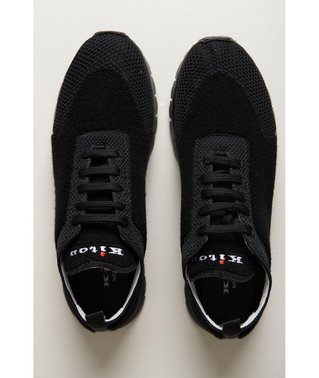 KITON Черные текстильные низкие кроссовки / кеды, фото 6