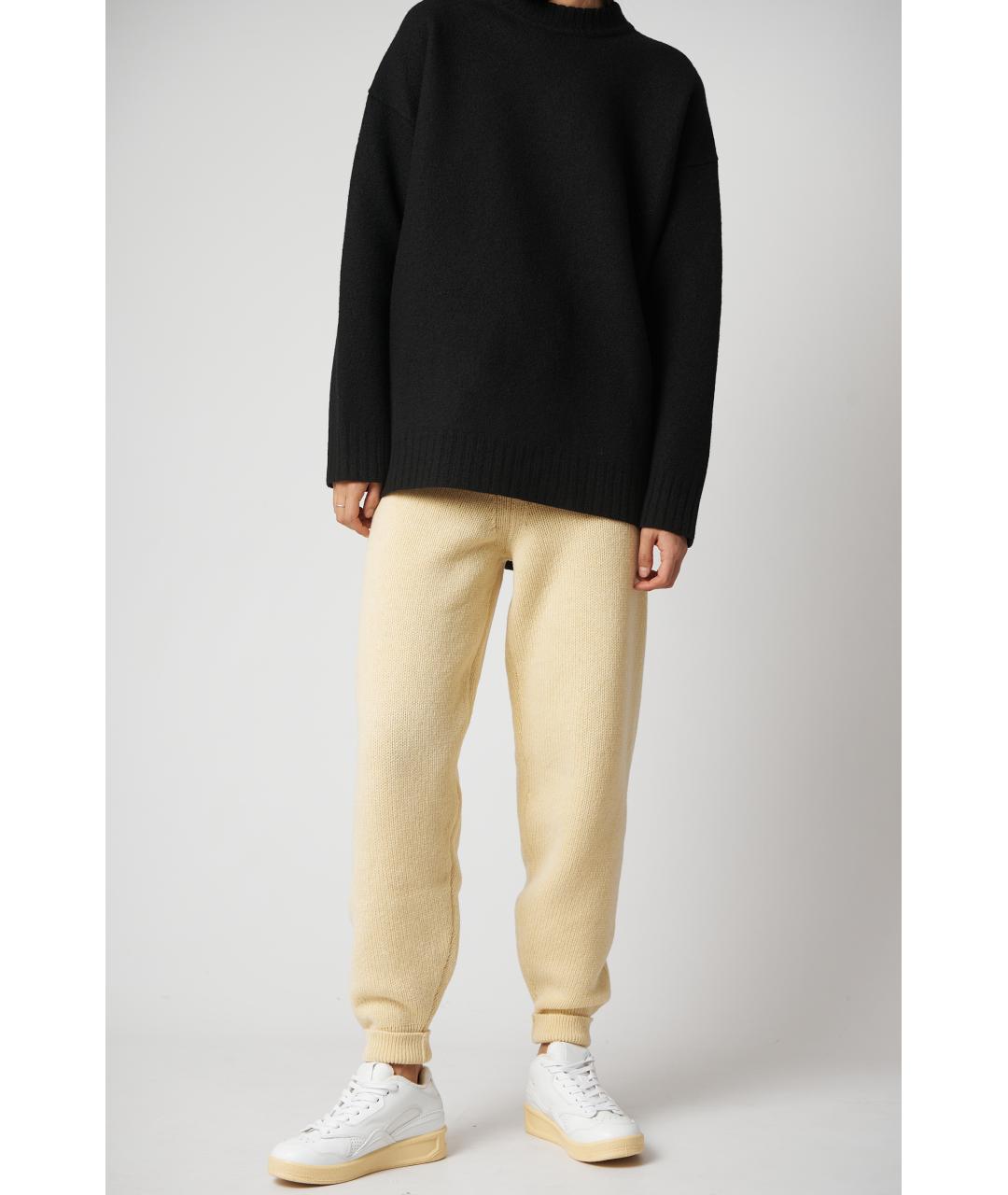 JIL SANDER Желтые шерстяные прямые брюки, фото 2