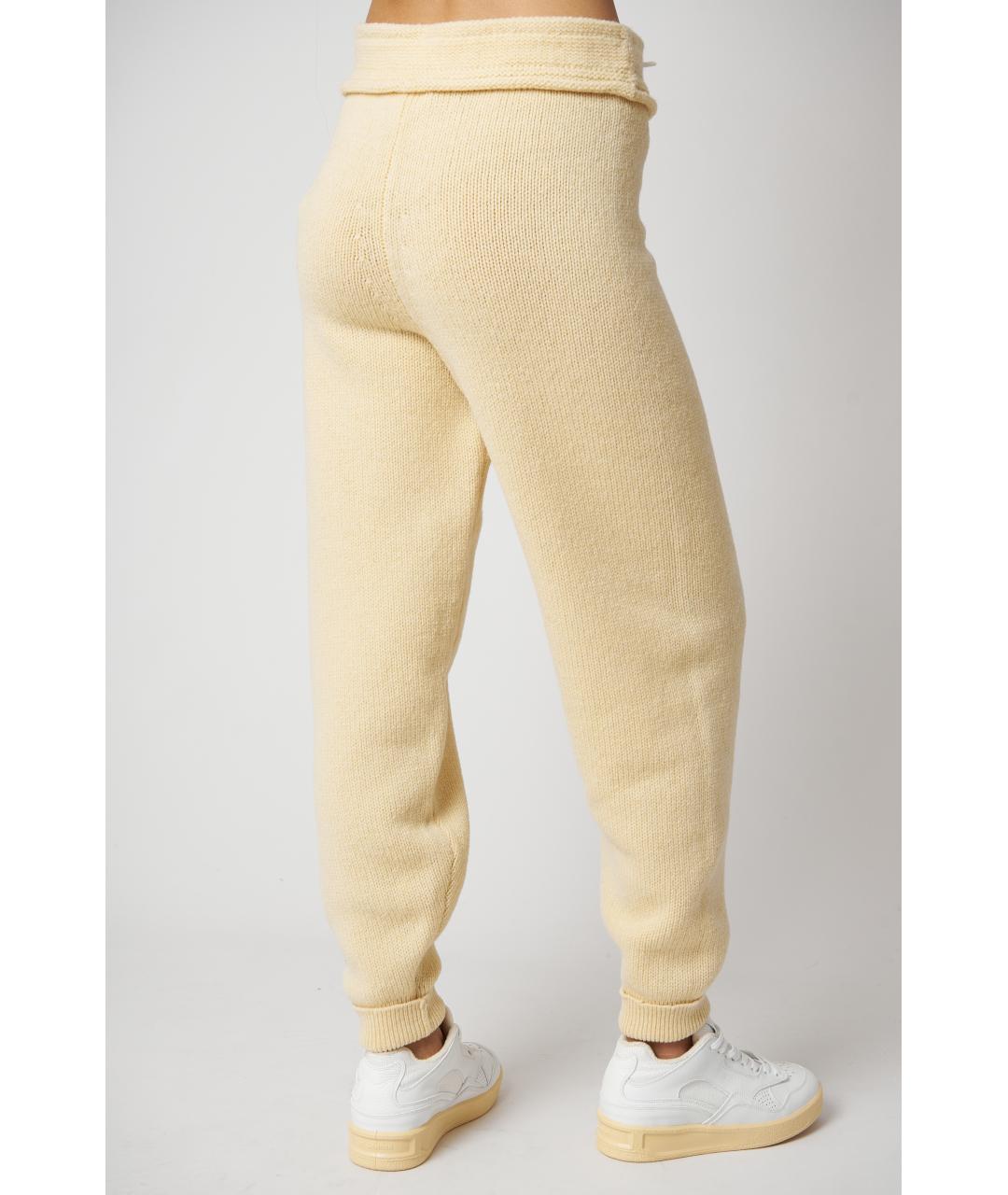 JIL SANDER Желтые шерстяные прямые брюки, фото 3