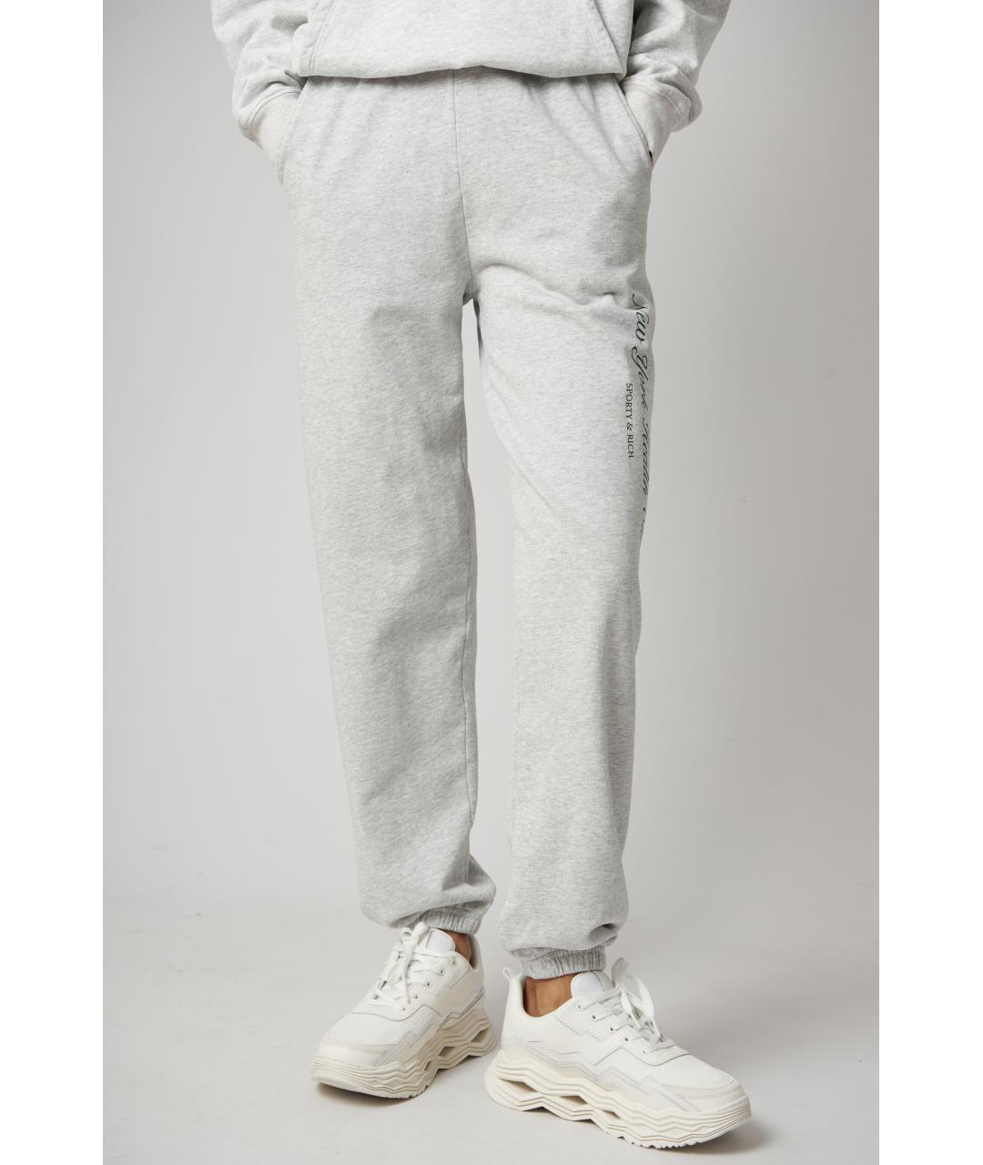 SPORTY AND RICH Серые хлопковые спортивные брюки и шорты, фото 5