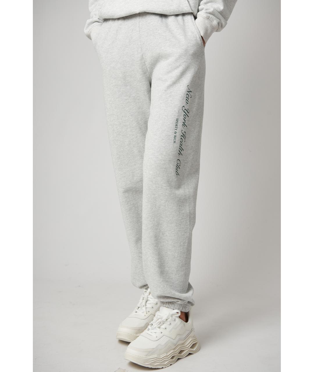 SPORTY AND RICH Серые хлопковые спортивные брюки и шорты, фото 4