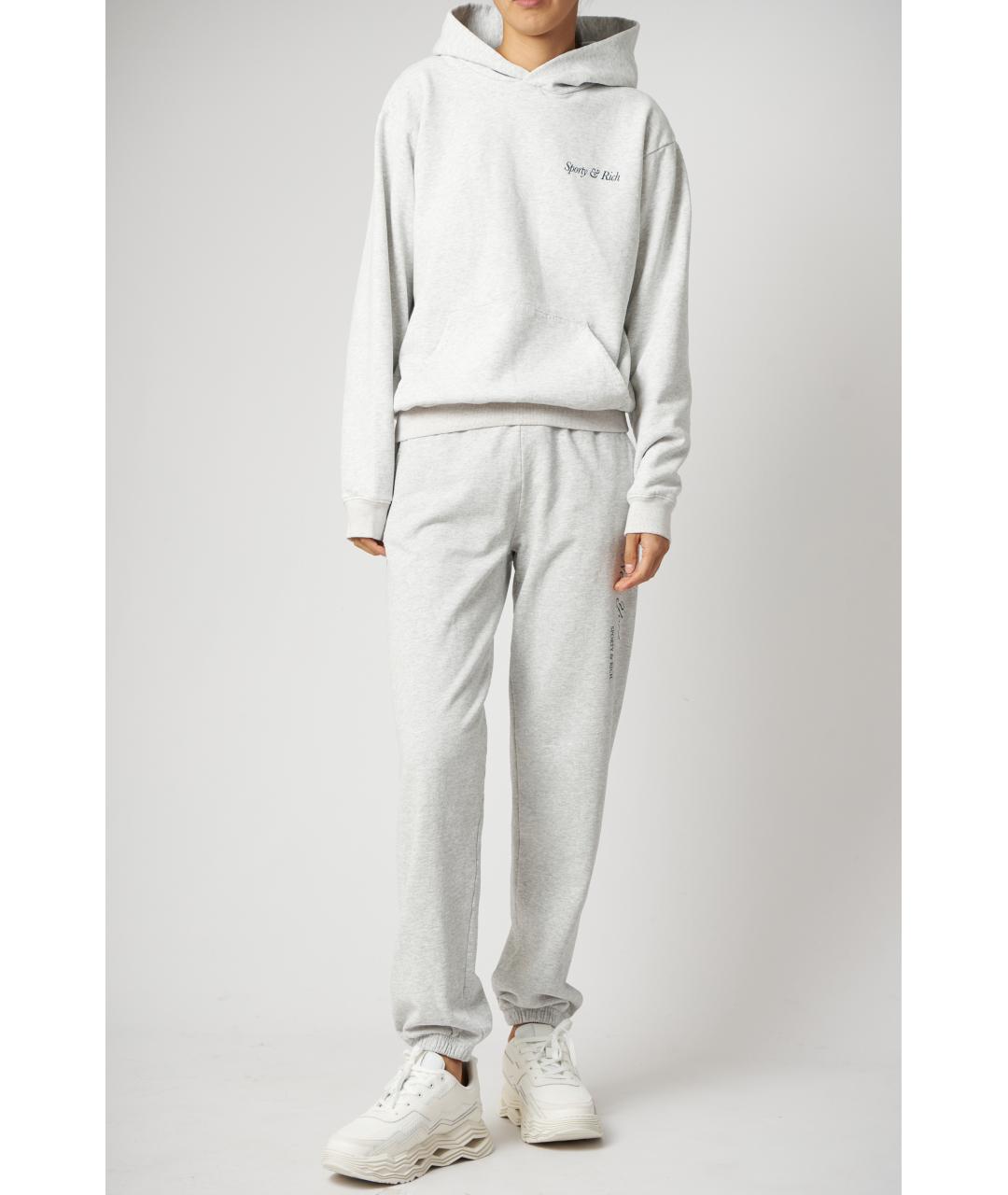 SPORTY AND RICH Серые хлопковые спортивные брюки и шорты, фото 2