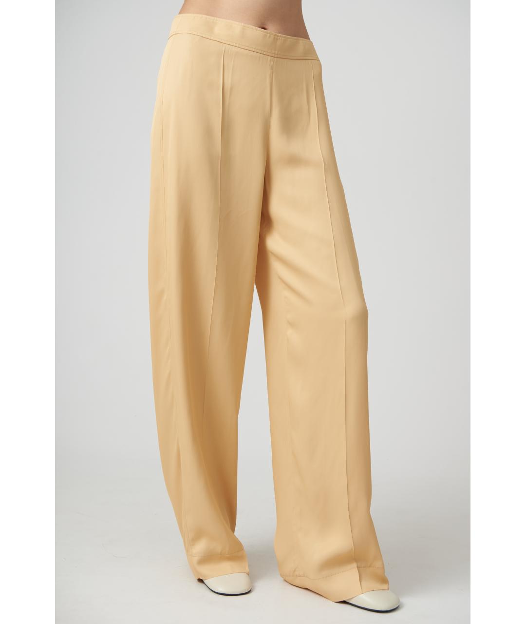 JIL SANDER Бежевые вискозные брюки широкие, фото 3