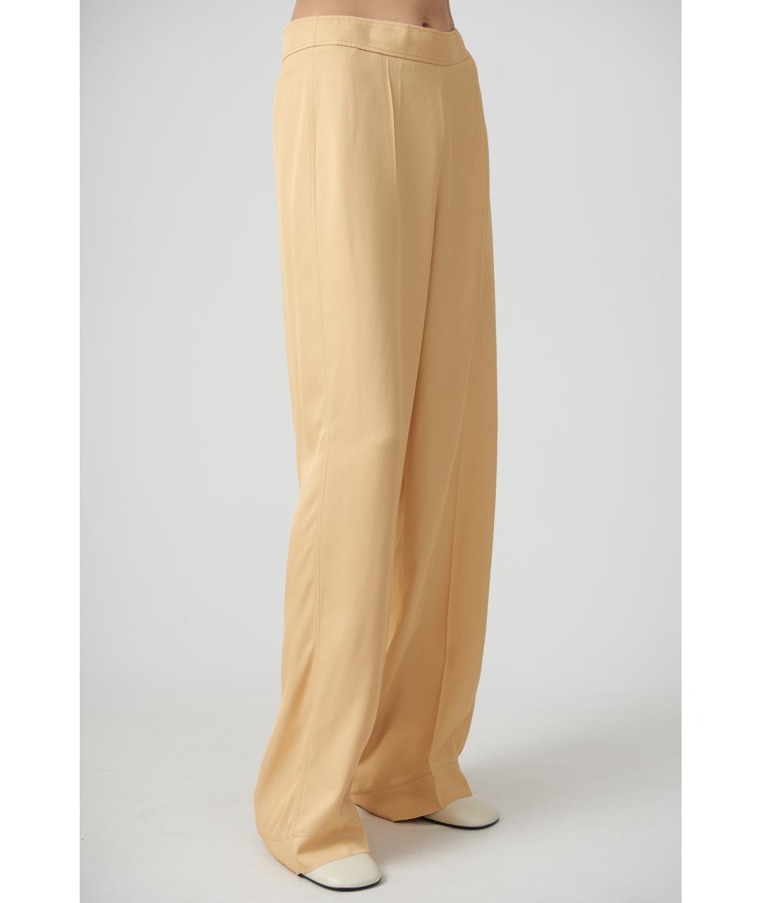 JIL SANDER Бежевые вискозные брюки широкие, фото 4