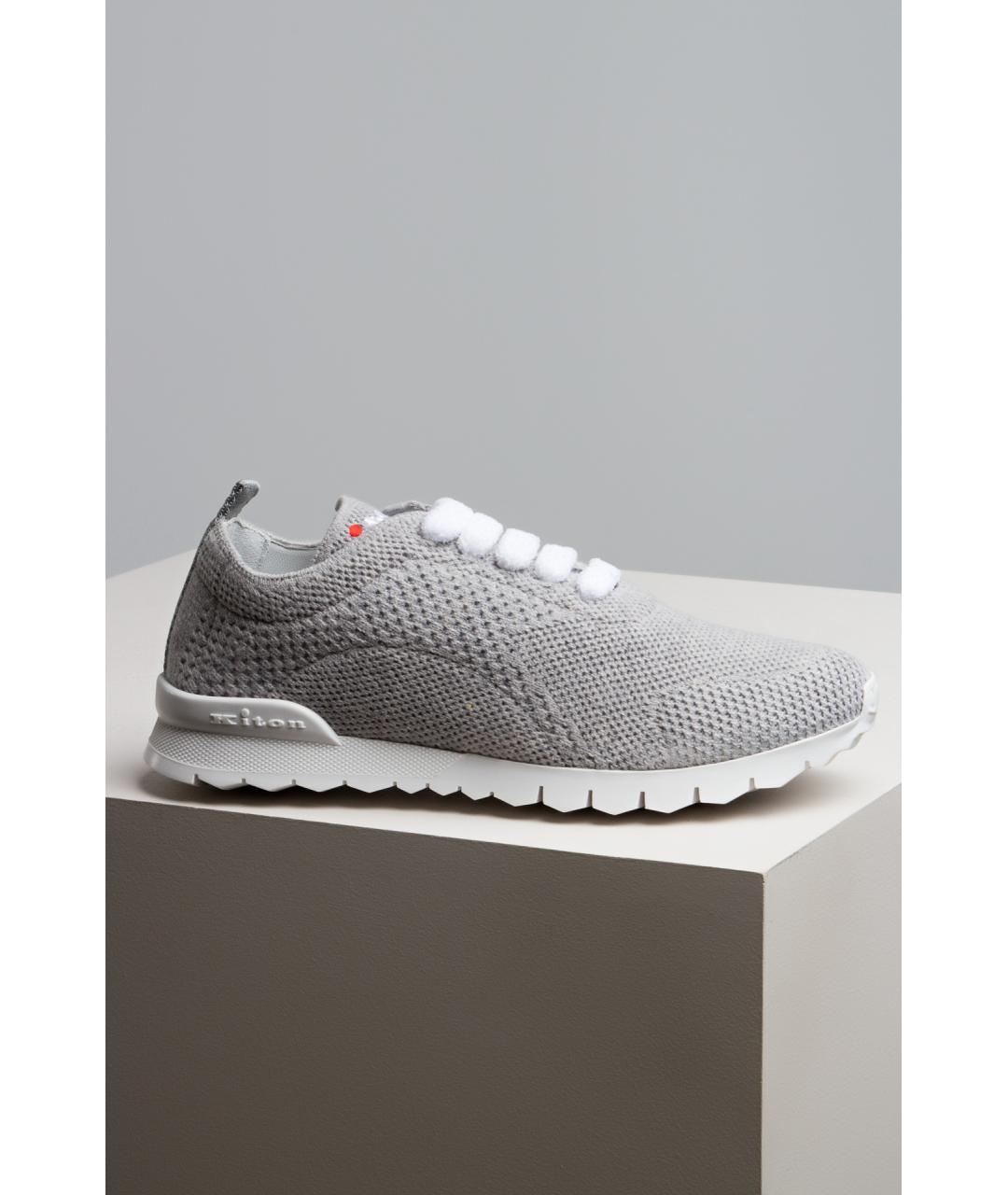 KITON Серые текстильные кроссовки, фото 3